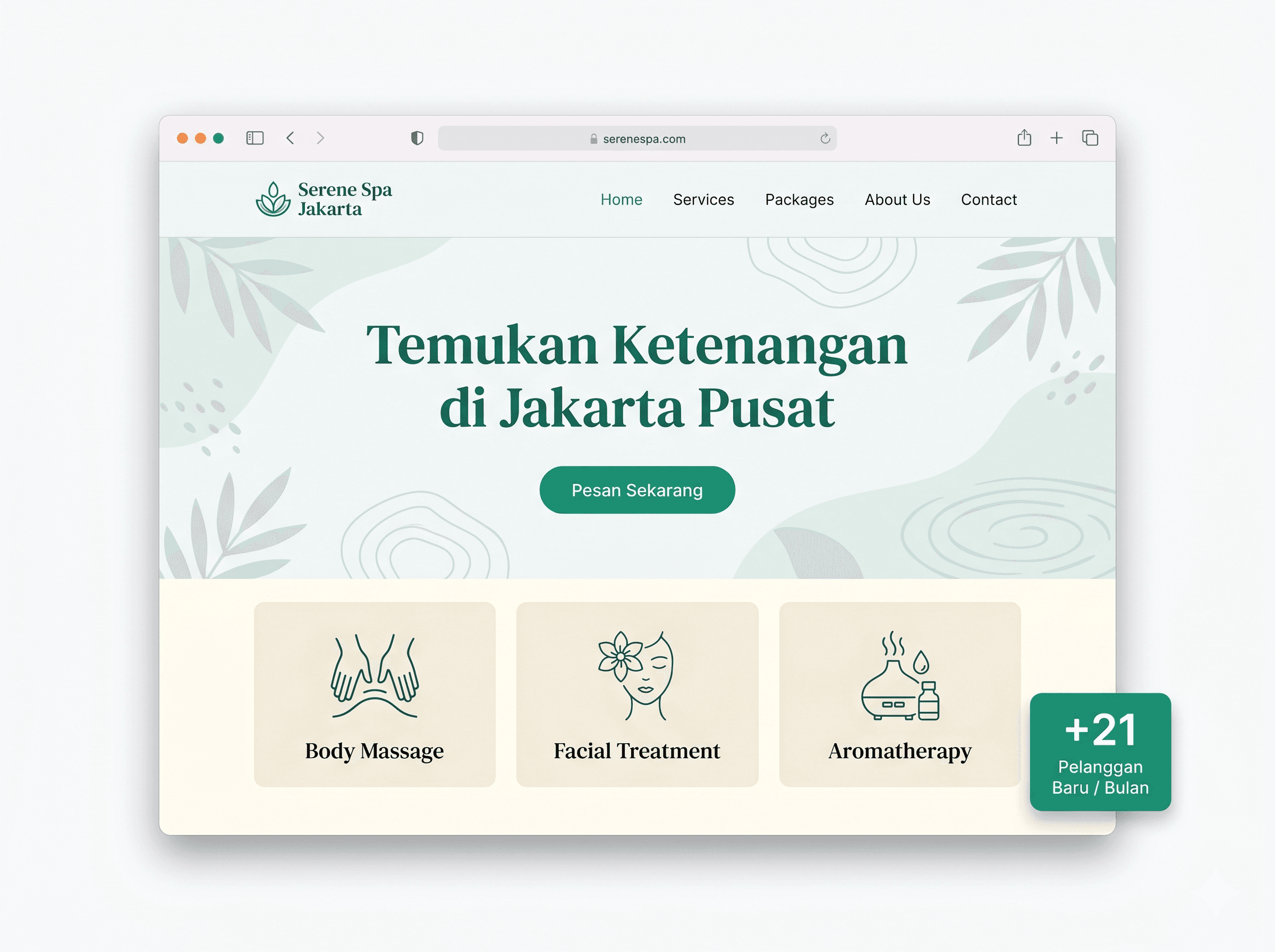 Serene Spa Jakarta website